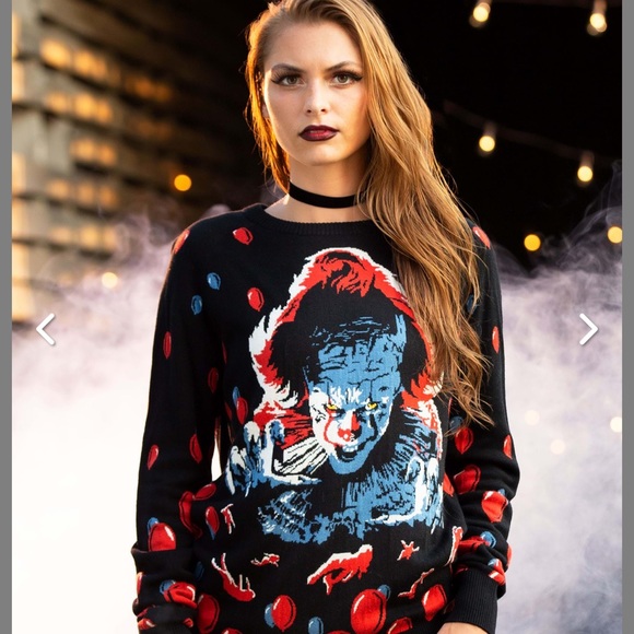 NWT-Fun IT the movie Pennywise ugly sweater size XL - Picture 3 of 9